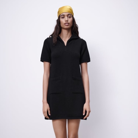 ZARA POLO COLLAR KNIT DRESS - Picture 1 of 4